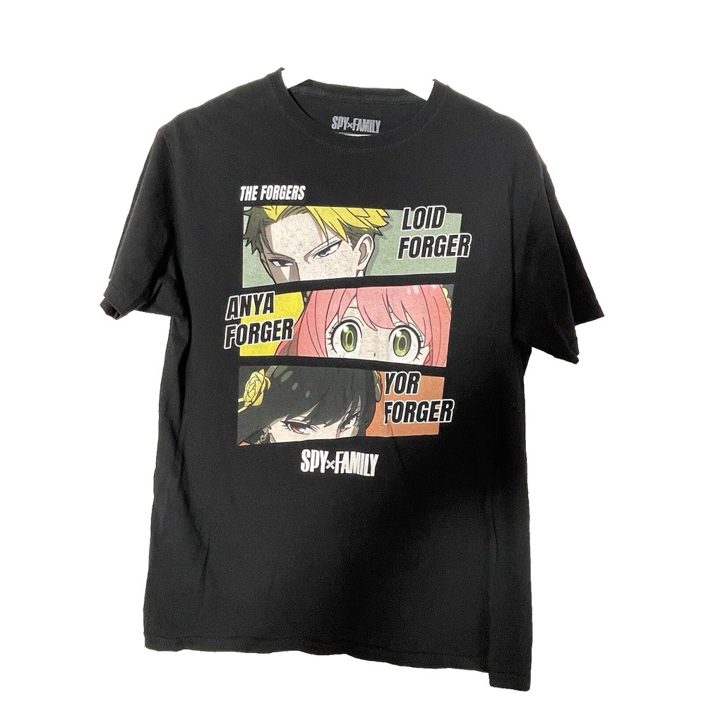 SPY x FAMILY T-Shirt Black Medium Loid Anya Yor Forger Anime Graphic Print
